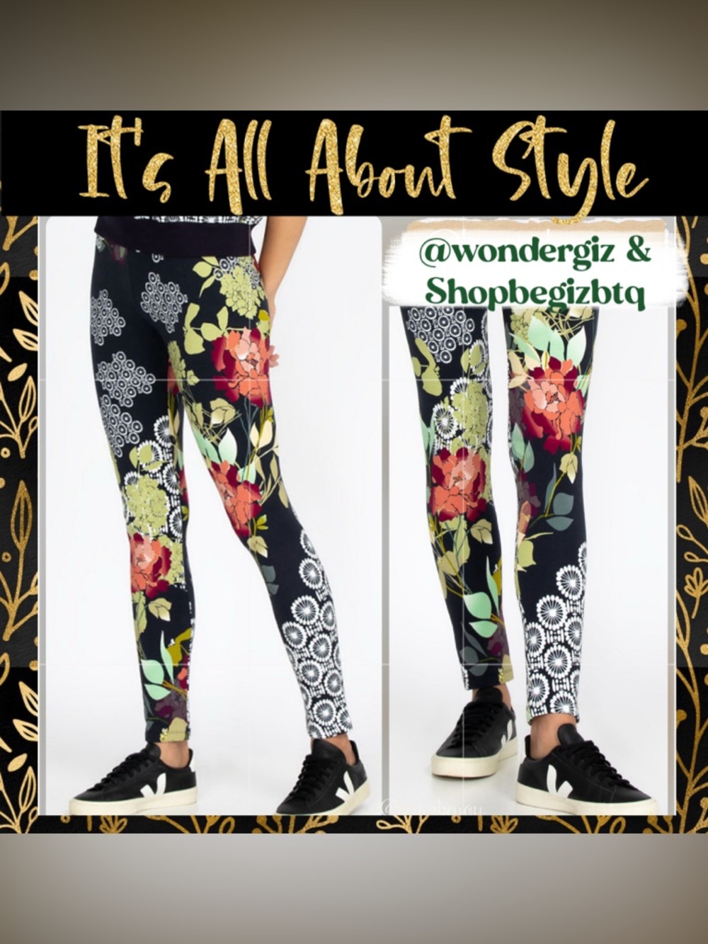 🔥🔥 Johnny Was Fagan Floral Leggings Bright Floral Motif Size MEDIUM